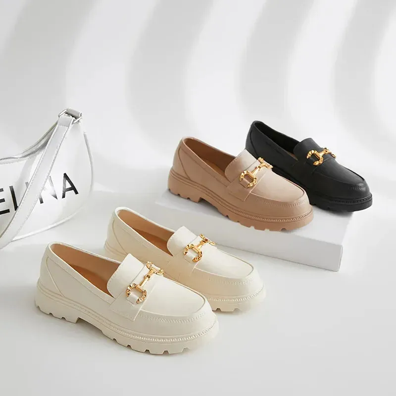 2023 Loafers Thick Ergonomic Style Wear Versatile Outer New Low-cut Shoes British Women's Waterproof Rain Anti-slip Diverse collection Bottom Casual