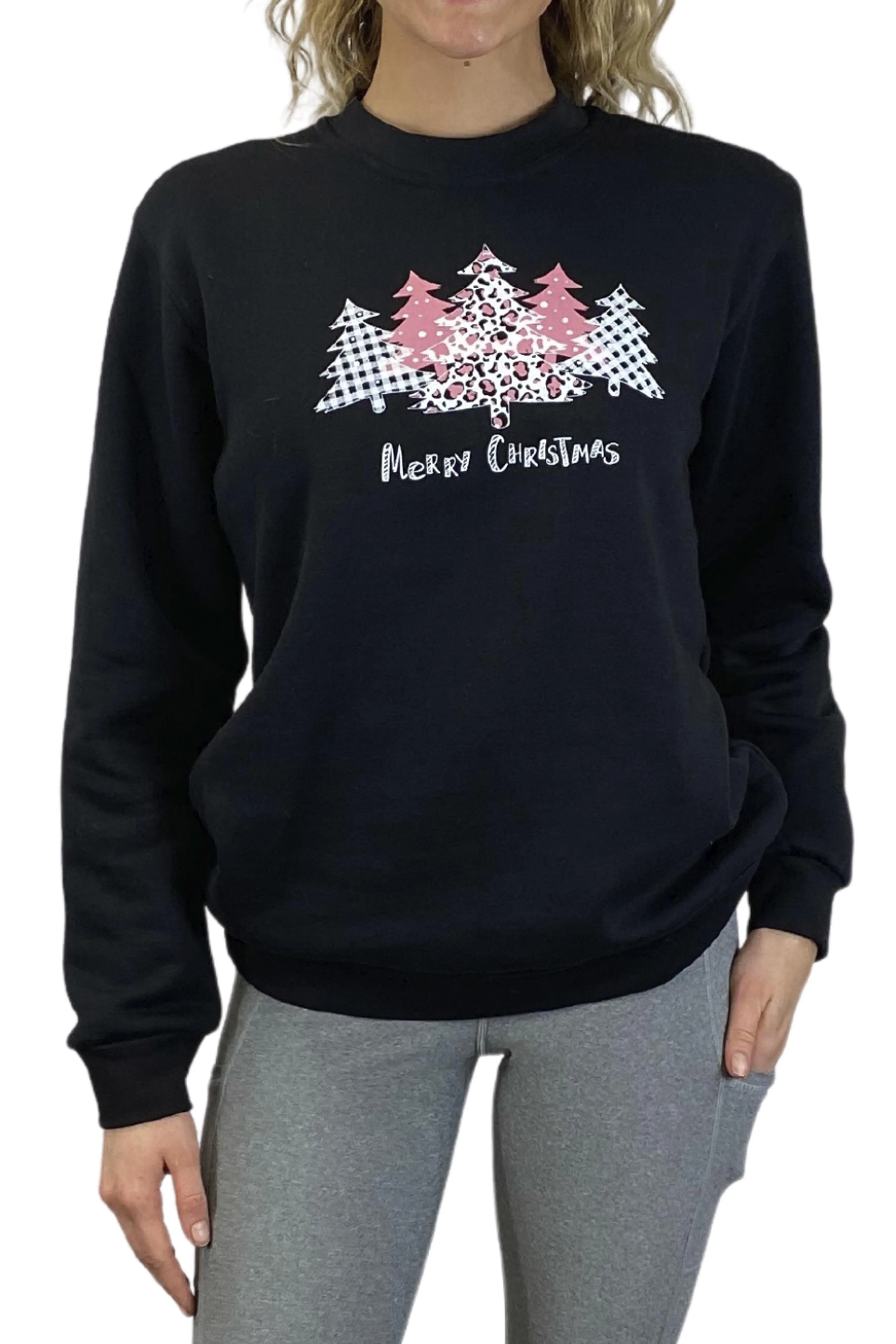 5002 - "Merry Christmas" Fleece Crewneck Sweatshirt/Black- FNAL SALE