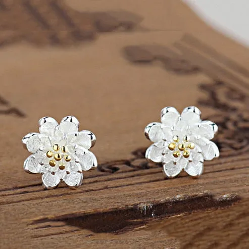 925 Sterling Silver Lotus Earring