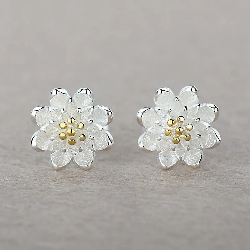 925 Sterling Silver Lotus Earring