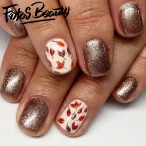 Almond Fall/Winter Falling Leaves Glitter Warm Brown Orange