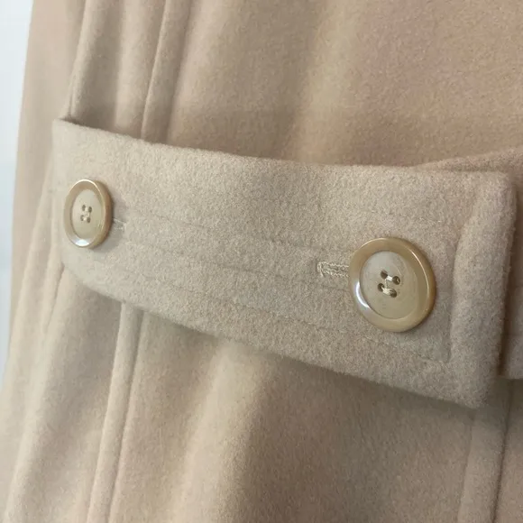 Anne Klein~Tan~Double Breasted Pea Coat~(2) Pockets~Fully Lined~Size L