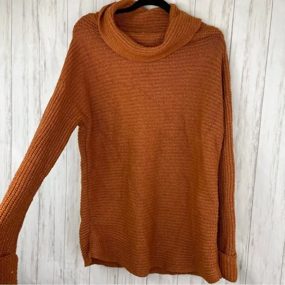 ANTHROPOLOGIE Pilcro Cowl Neck Sweater Cedar Rust Size M Winter Cozy