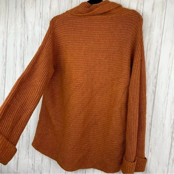 ANTHROPOLOGIE Pilcro Cowl Neck Sweater Cedar Rust Size M Winter Cozy