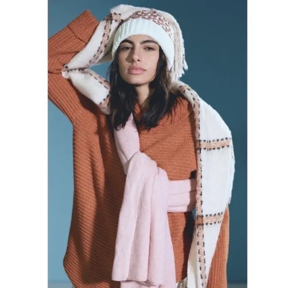 ANTHROPOLOGIE Pilcro Cowl Neck Sweater Cedar Rust Size M Winter Cozy