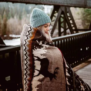 Artisan-Made Winter Blanket - Brown Ski Adventure