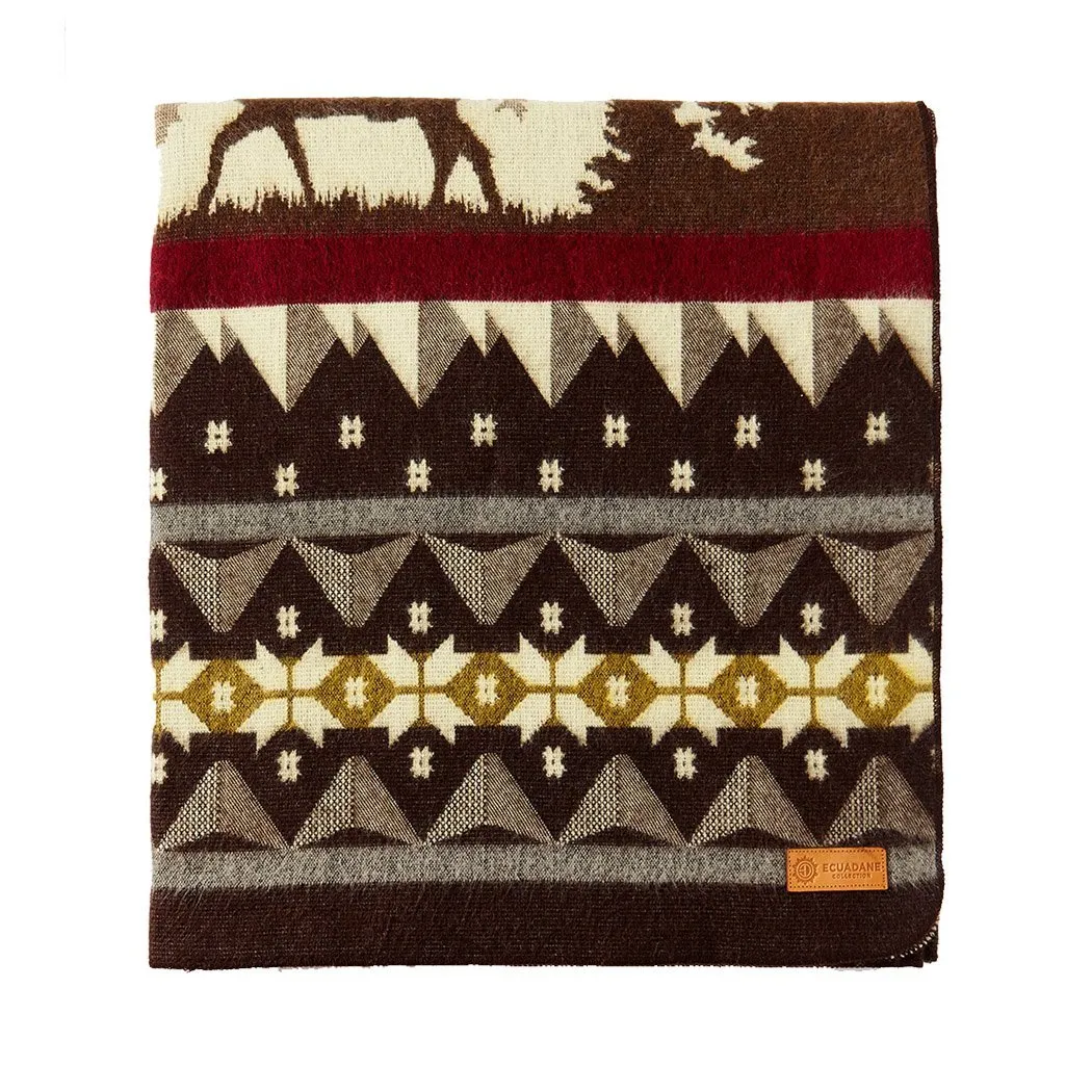 Artisan-Made Winter Blanket - Brown Ski Adventure