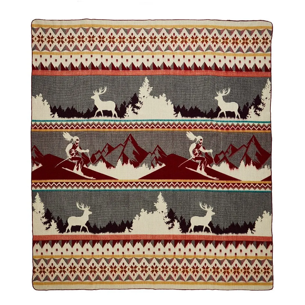 Artisan-Made Winter Blanket - Red Ski Adventure