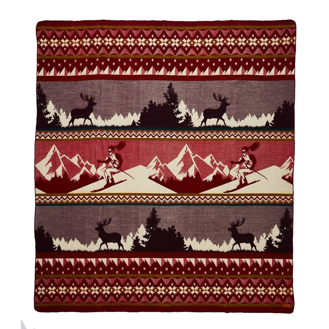 Artisan-Made Winter Blanket - Red Ski Adventure
