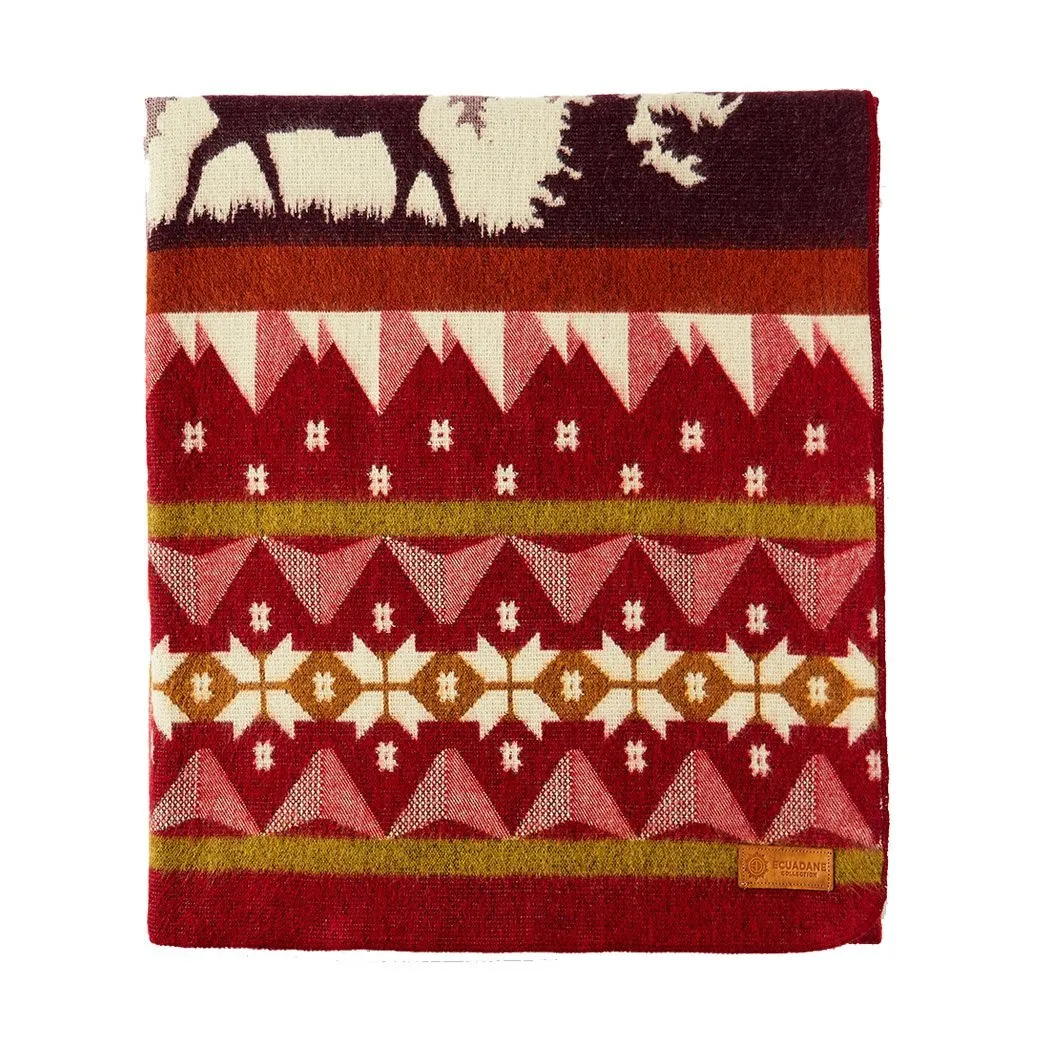 Artisan-Made Winter Blanket - Red Ski Adventure