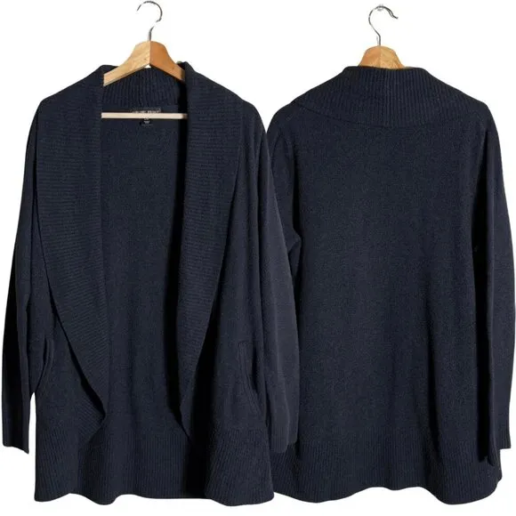 Barefoot Dreams Cozy ChicLite Circle Cardigan Sweater Womens L/XL Black Open 452