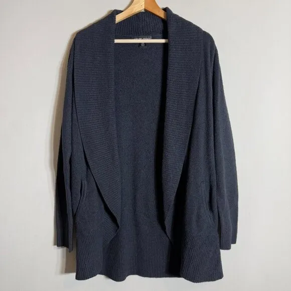 Barefoot Dreams Cozy ChicLite Circle Cardigan Sweater Womens L/XL Black Open 452
