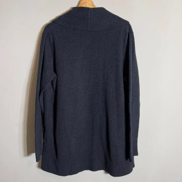 Barefoot Dreams Cozy ChicLite Circle Cardigan Sweater Womens L/XL Black Open 452