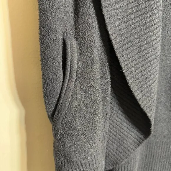 Barefoot Dreams Cozy ChicLite Circle Cardigan Sweater Womens L/XL Black Open 452