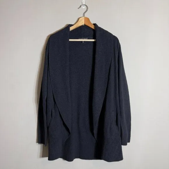 Barefoot Dreams Cozy ChicLite Circle Cardigan Sweater Womens L/XL Black Open 452