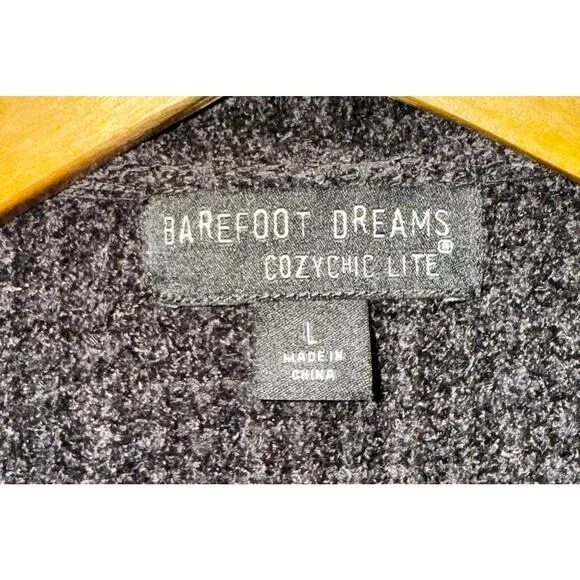 Barefoot Dreams CozyChic Lite  Cardigan Sweater Womens L Soft Cozy Pockets Warm