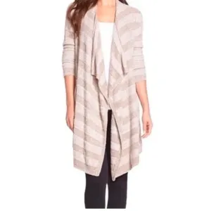 Barefoot Dreams • Striped Drape Front Cardigan Coastal Grandma sz X XL