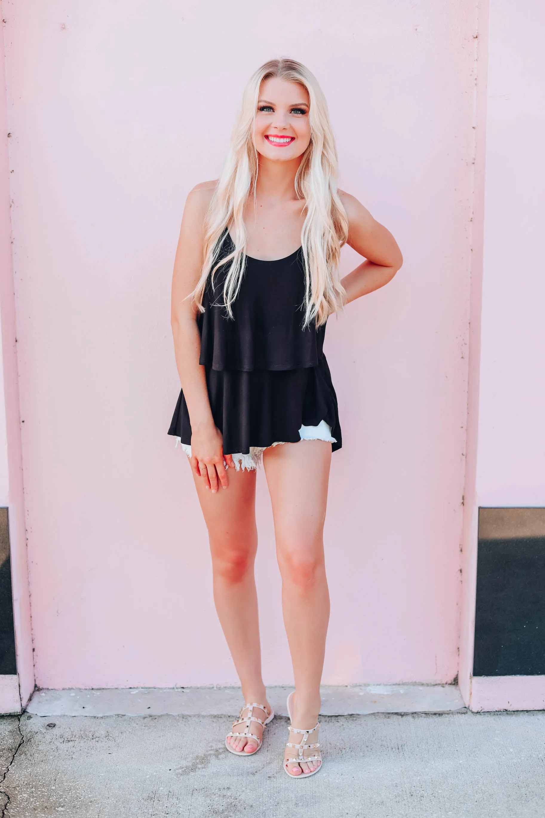 BellaRosa Tiered Tank - Black