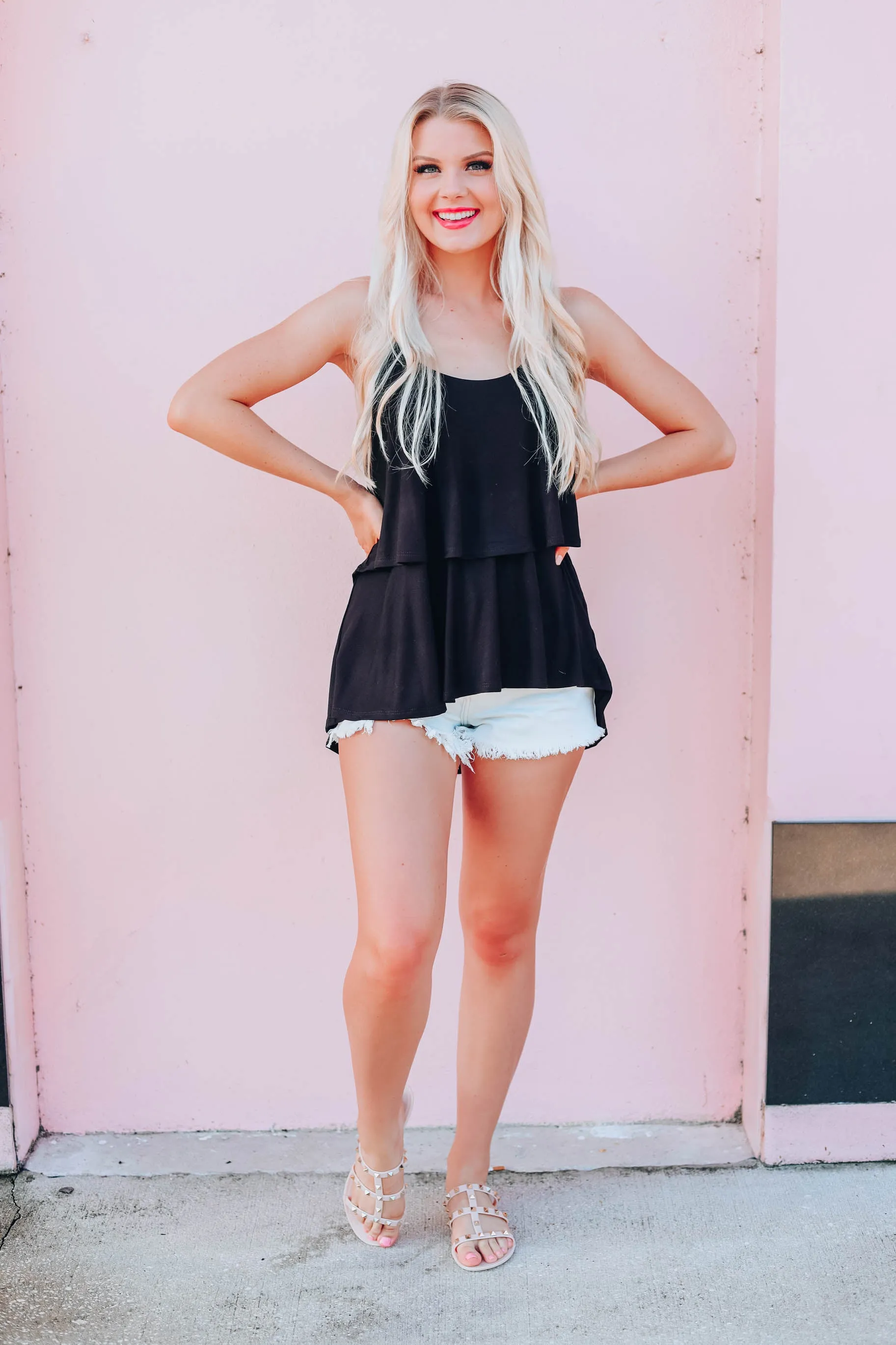 BellaRosa Tiered Tank - Black