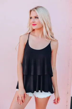 BellaRosa Tiered Tank - Black