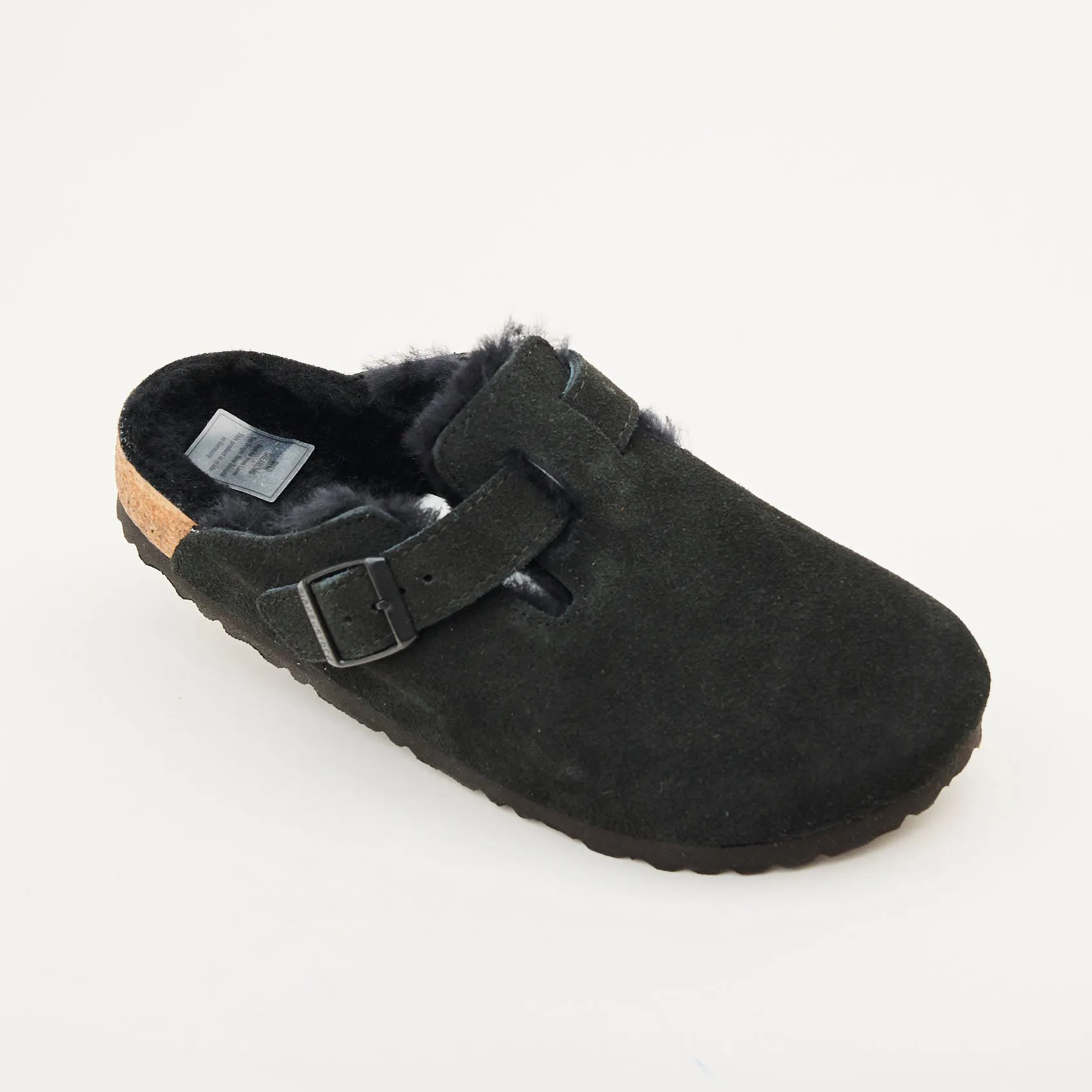 Birkenstock Black Suede Shearling Clogs