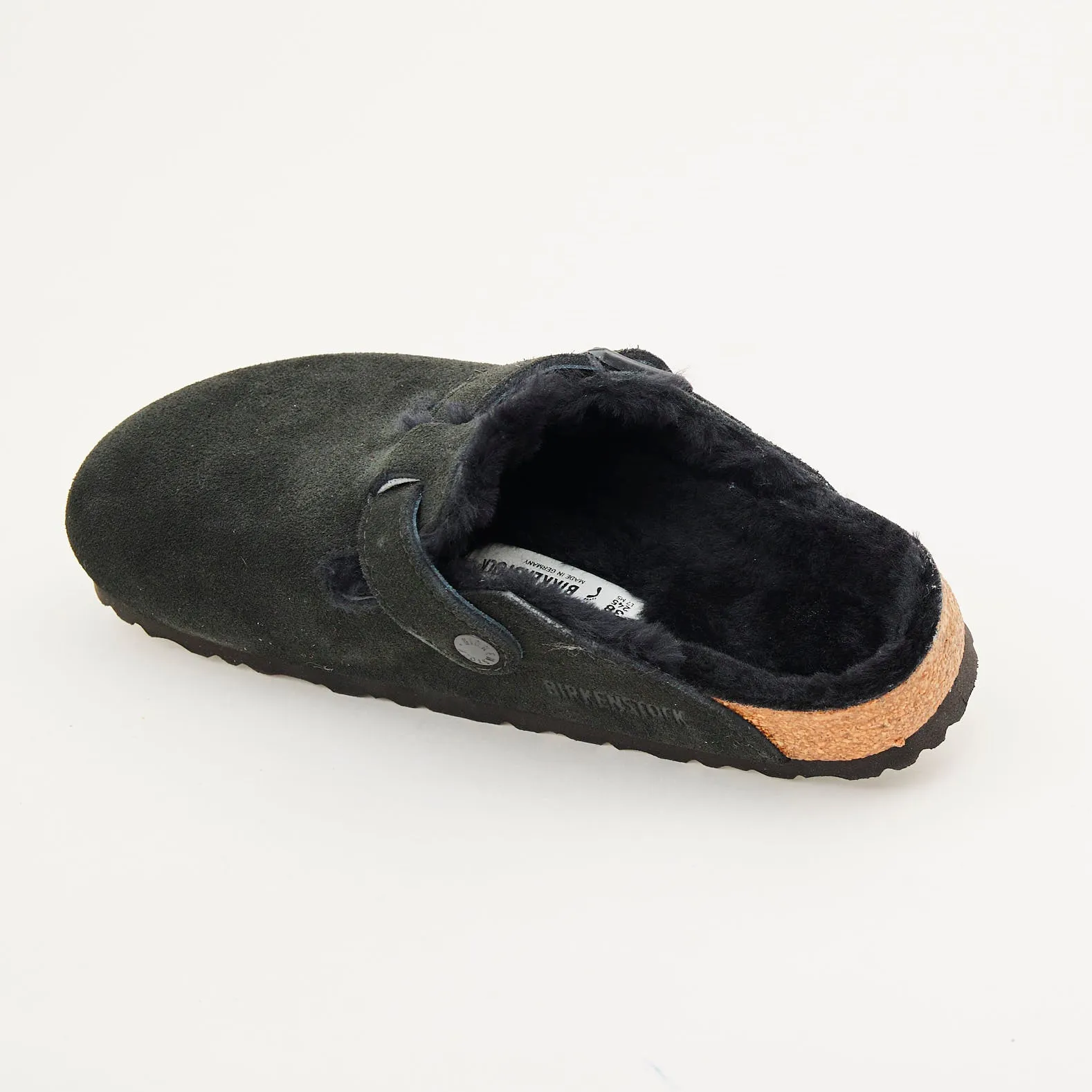 Birkenstock Black Suede Shearling Clogs