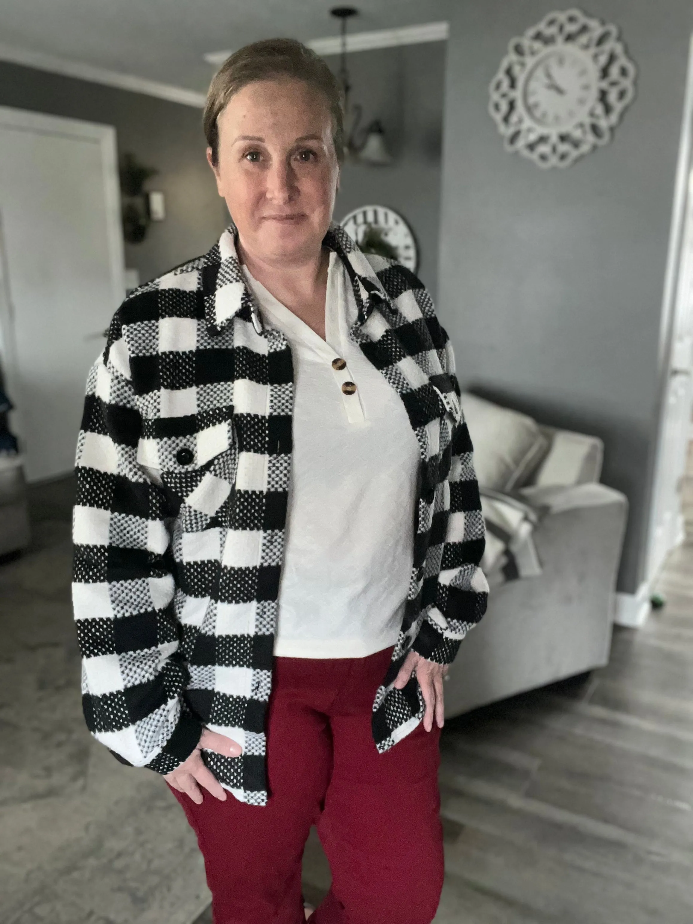 Black Plaid Textured Shacket FINAL SALE