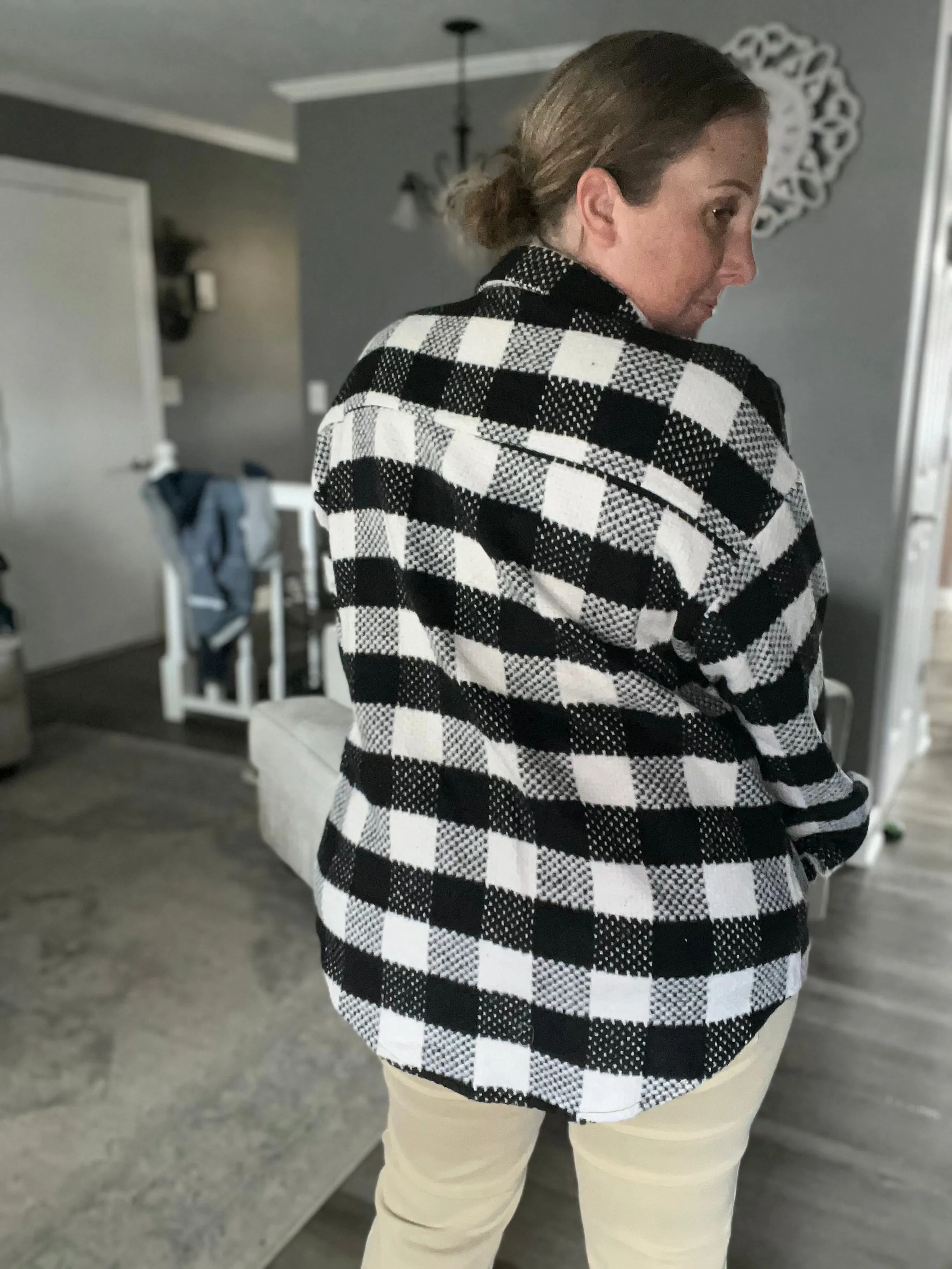 Black Plaid Textured Shacket FINAL SALE