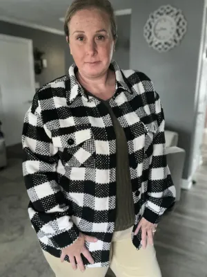 Black Plaid Textured Shacket FINAL SALE