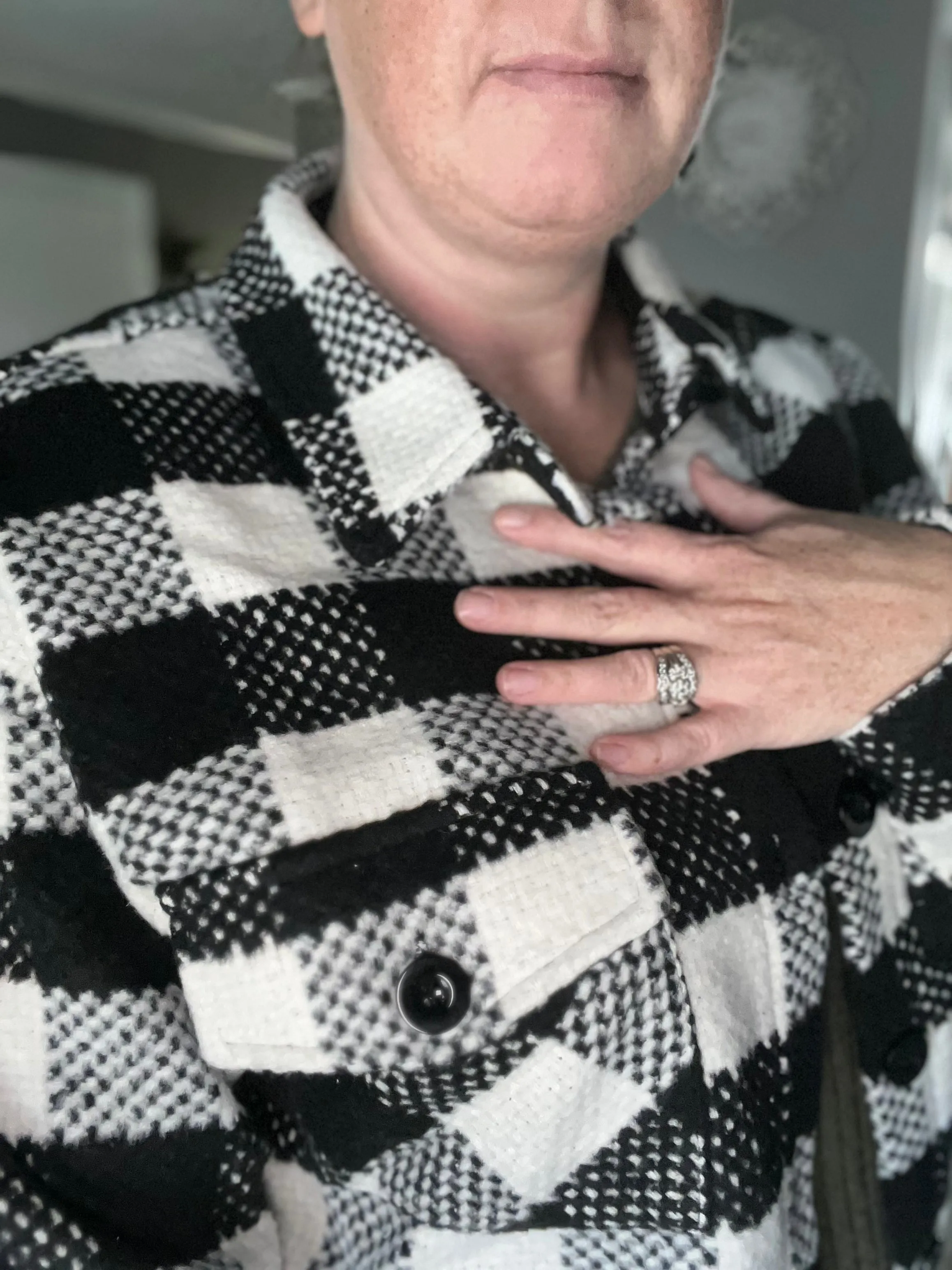 Black Plaid Textured Shacket FINAL SALE