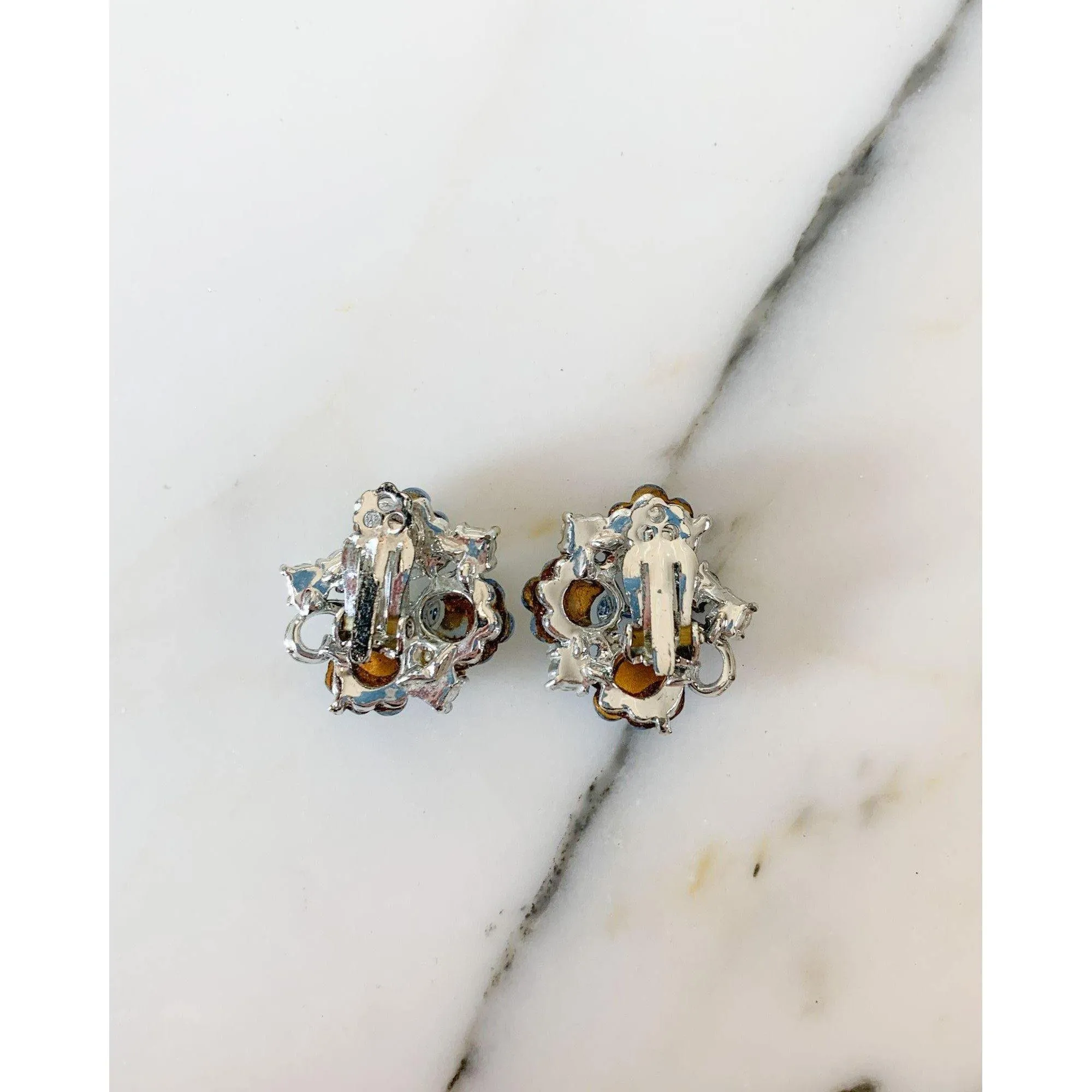 Blue Glass Fan Earrings