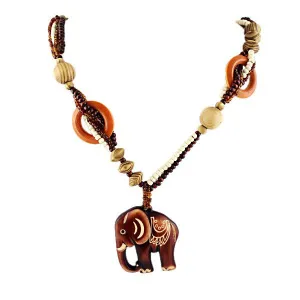 Boho Necklace with an Elephant Pendant