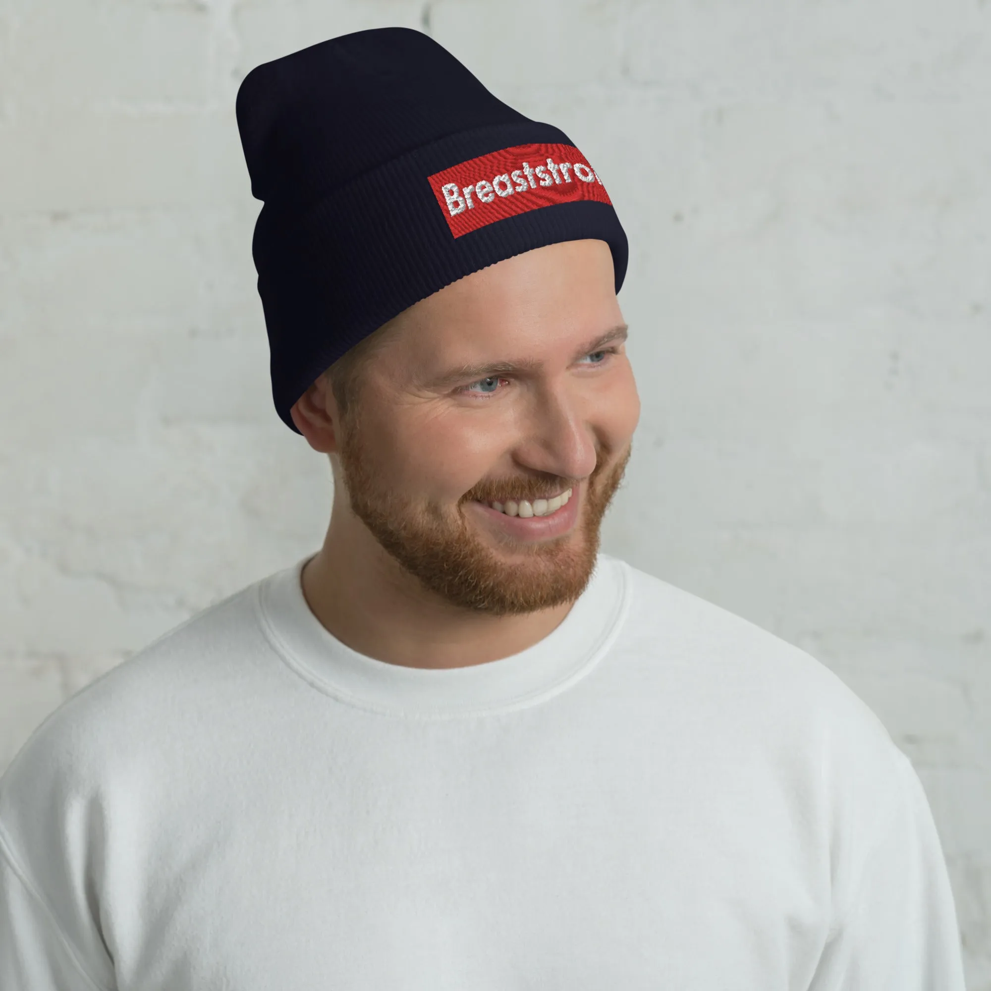 Breaststroke Swimmer Cuffed Embroidered Beanie