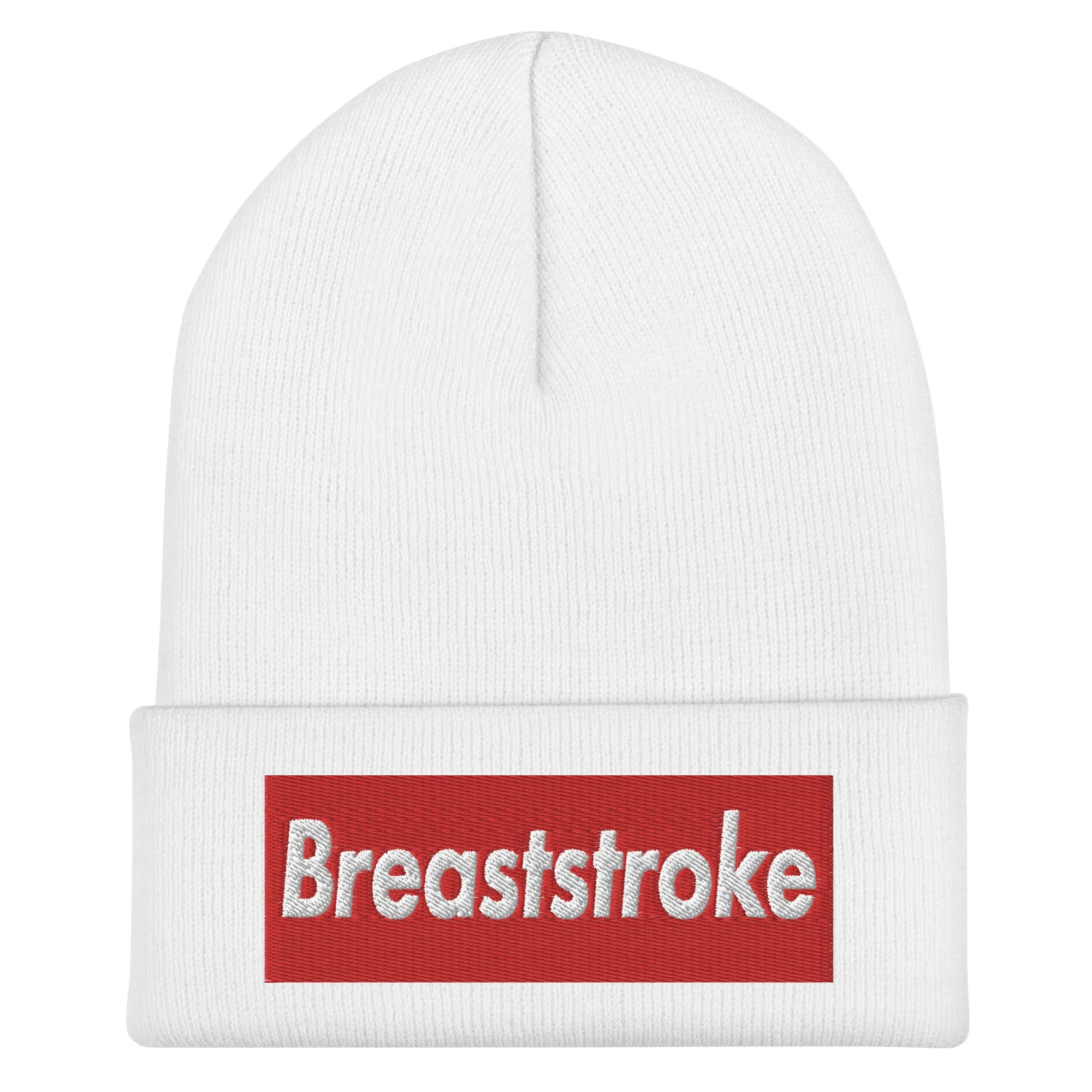 Breaststroke Swimmer Cuffed Embroidered Beanie