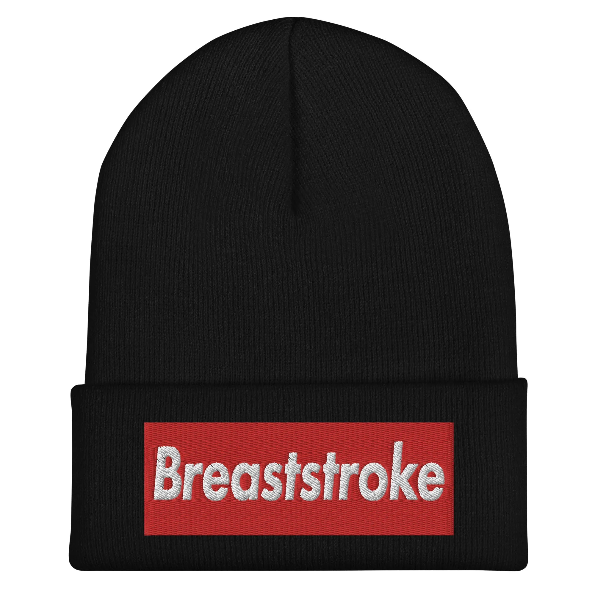 Breaststroke Swimmer Cuffed Embroidered Beanie