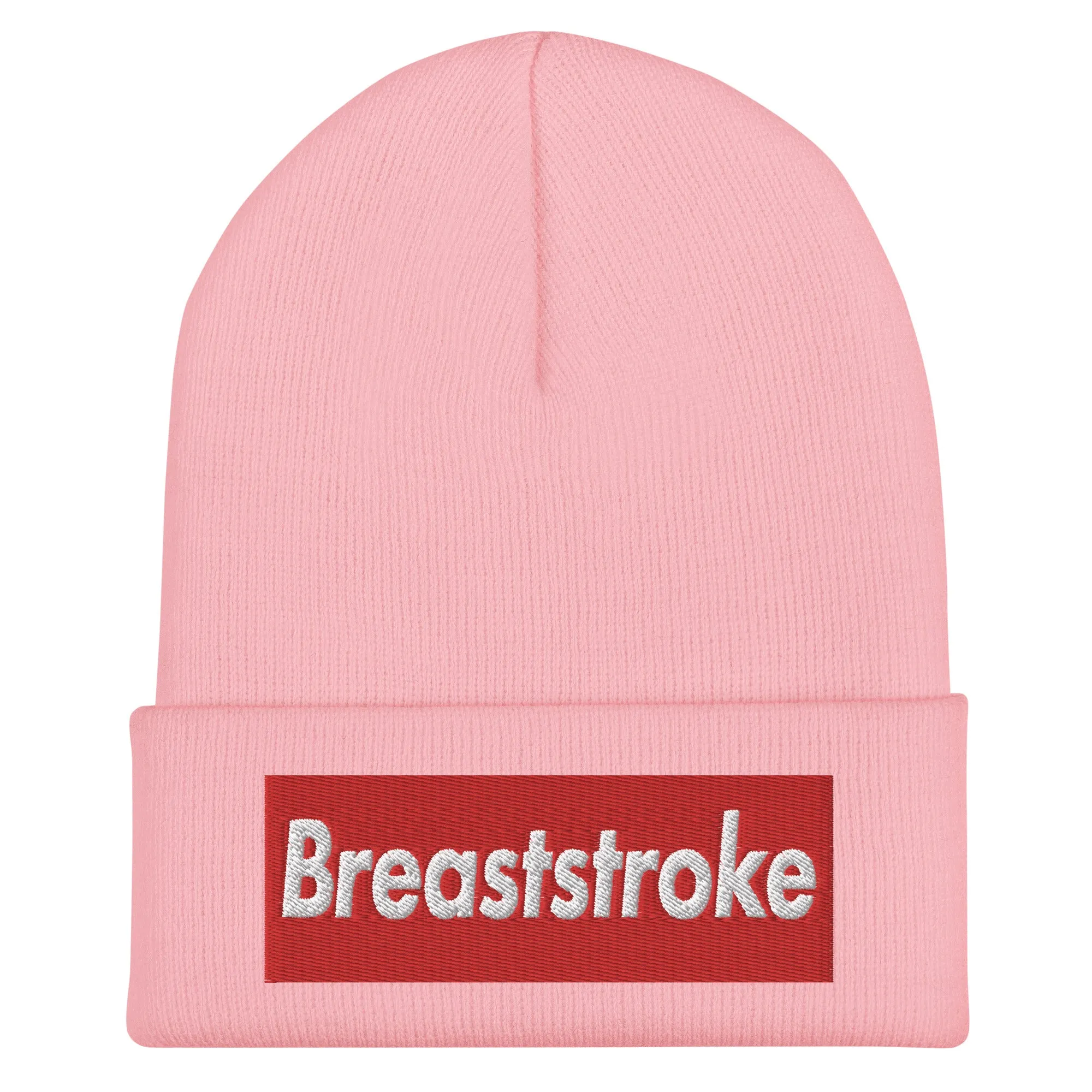 Breaststroke Swimmer Cuffed Embroidered Beanie