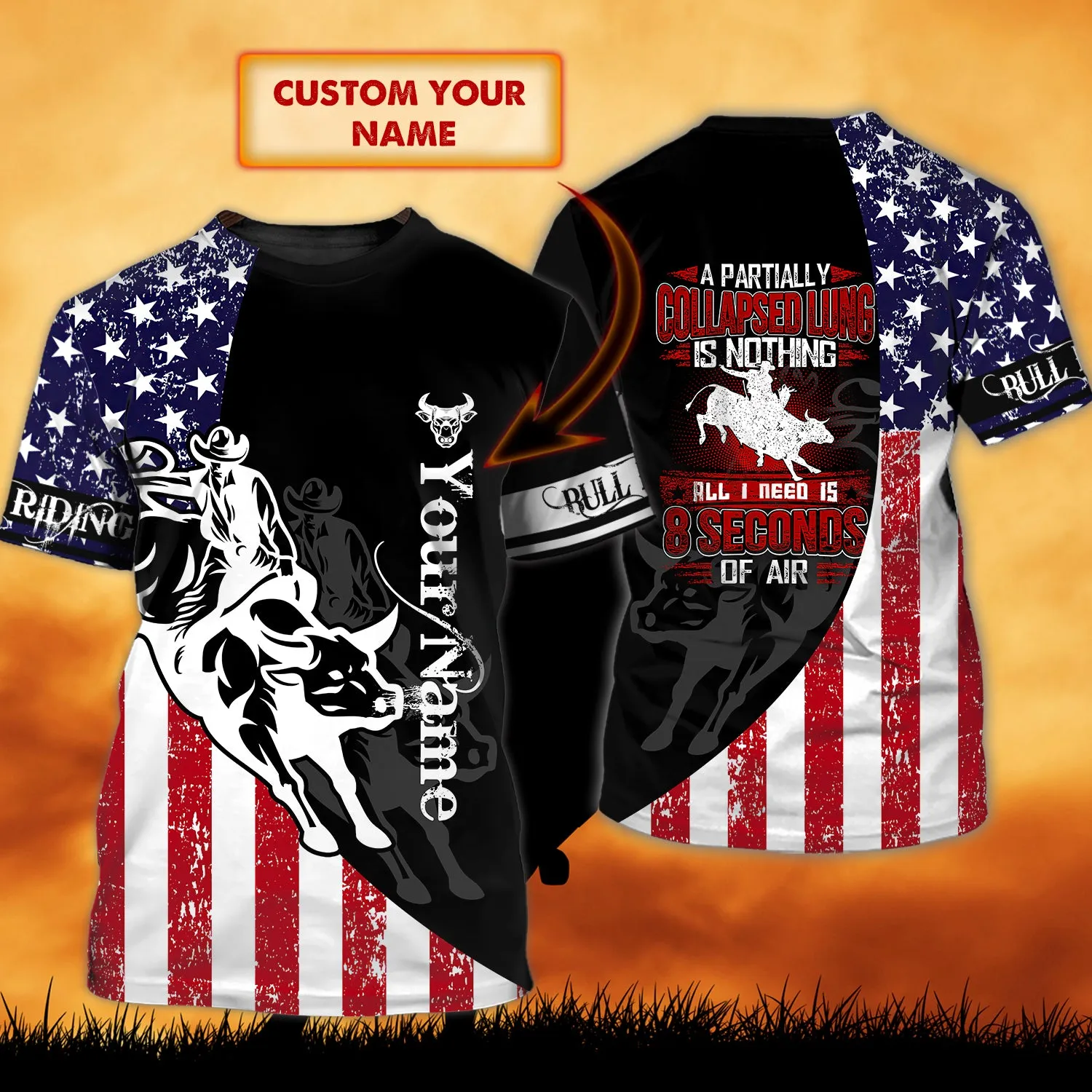 Bull Rider - Personalized Name 3D Tshirt - Nmd 54 (Only Sale Today)