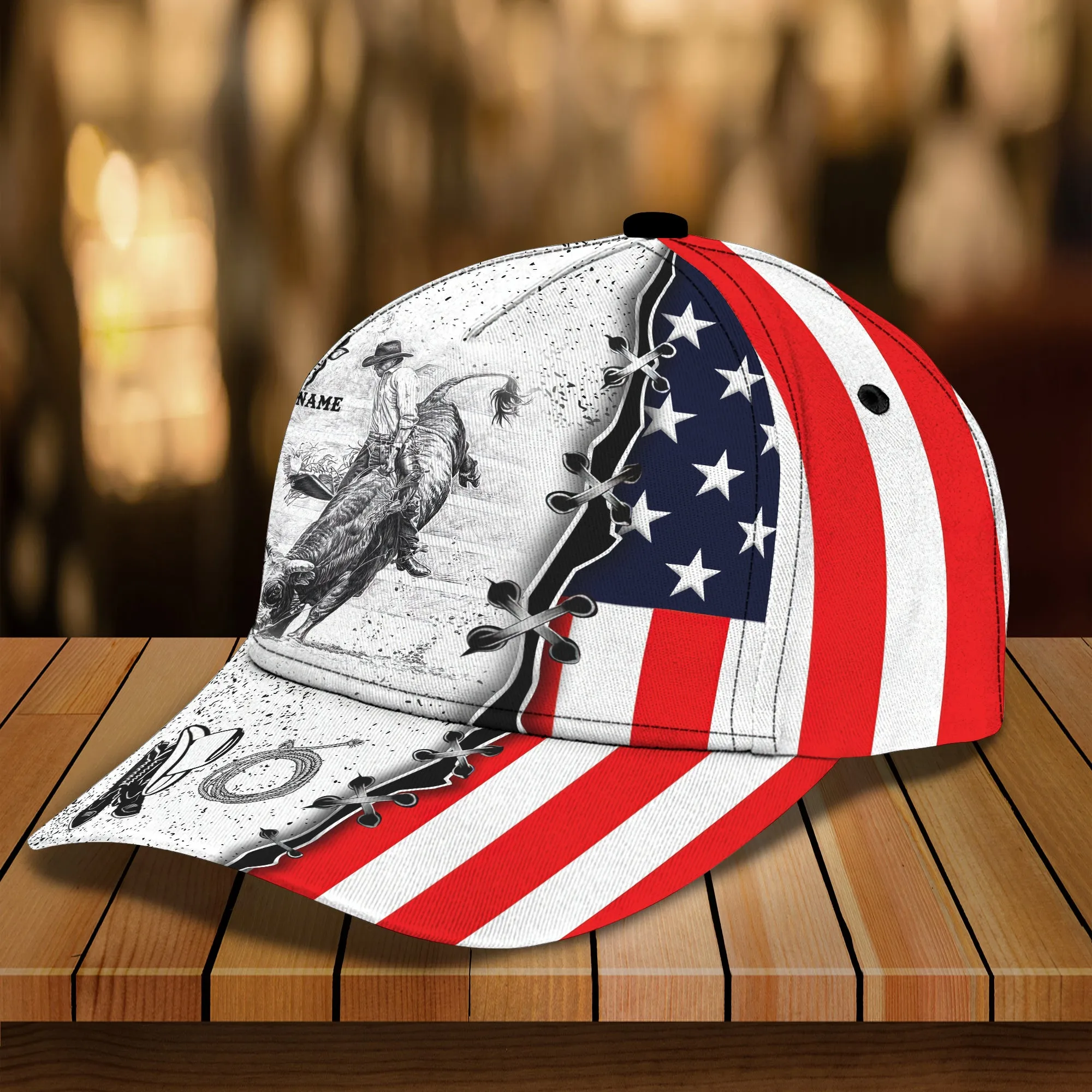 BULL RIDING - Personalized Name Cap - Loop-Hd98 9