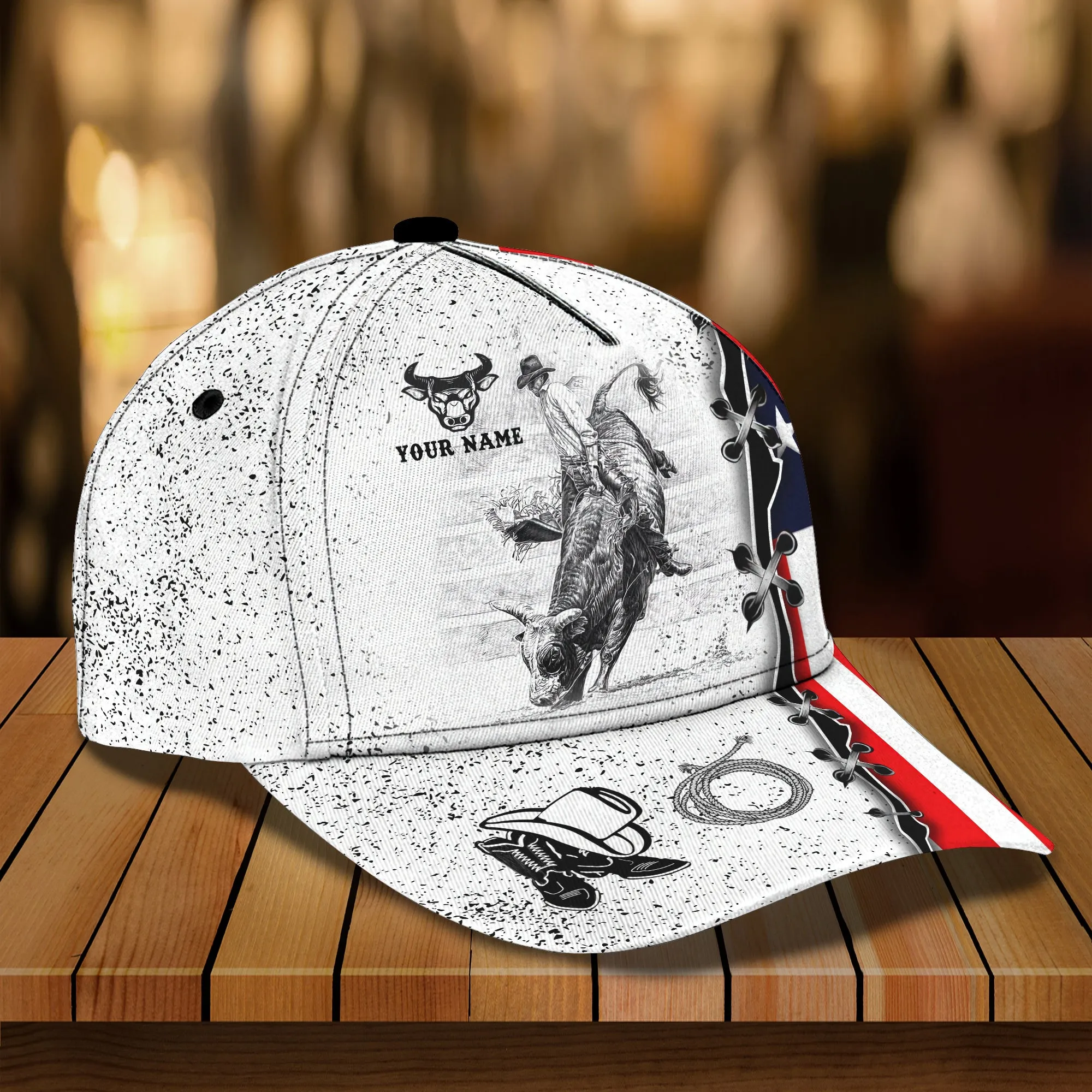 BULL RIDING - Personalized Name Cap - Loop-Hd98 9