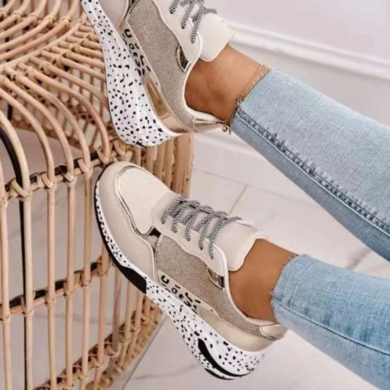 Caroline | Sneakers - Orthopædisk Komfort, Guld/Sølv