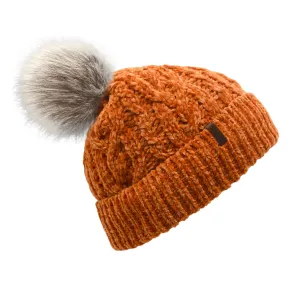 Chenille Knit Beanie Hat | Peach Caramel