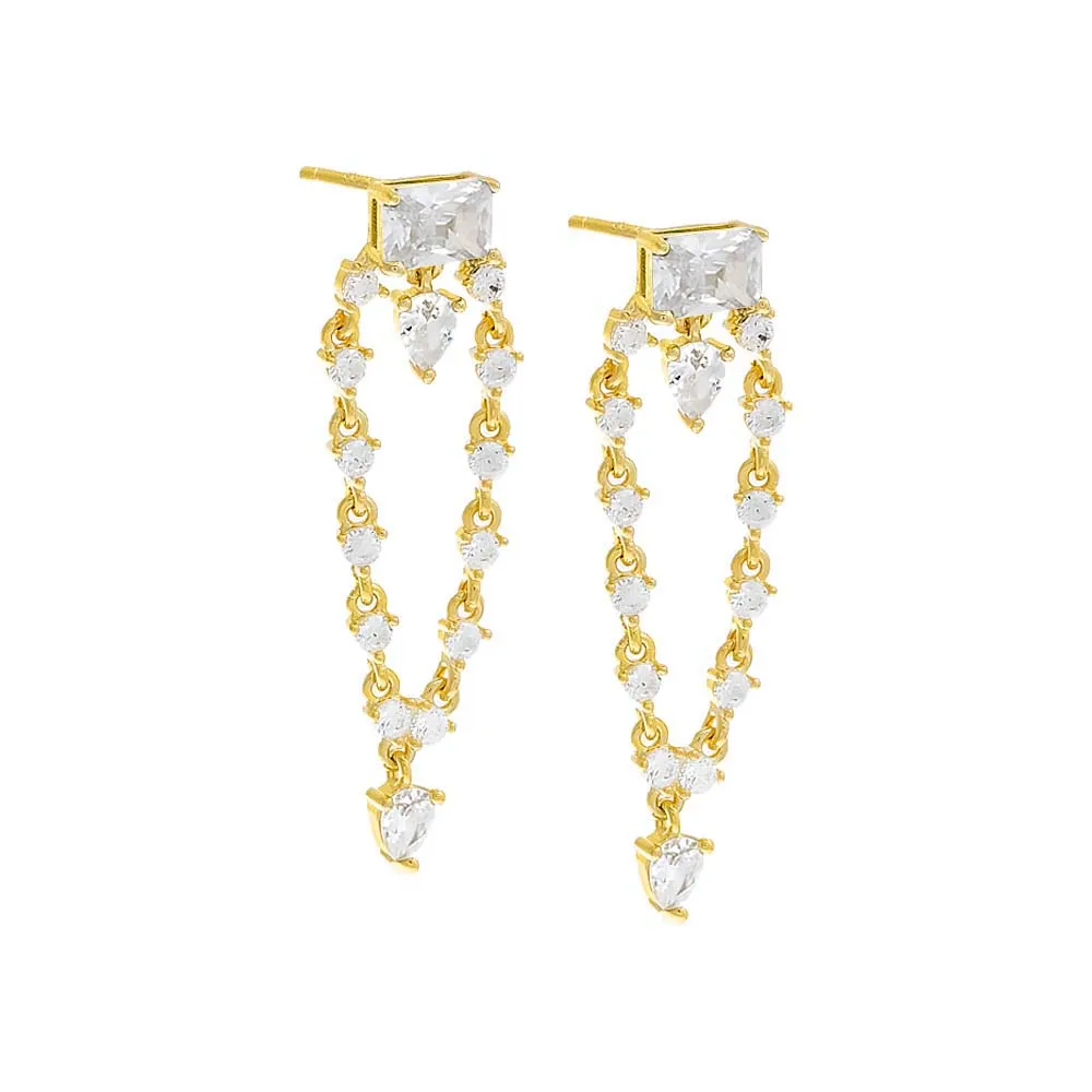 Colored Multi Shape Drop Stud Earring