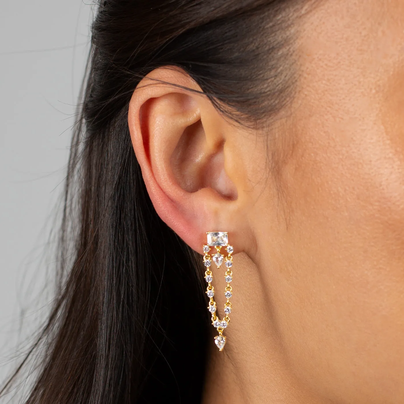 Colored Multi Shape Drop Stud Earring