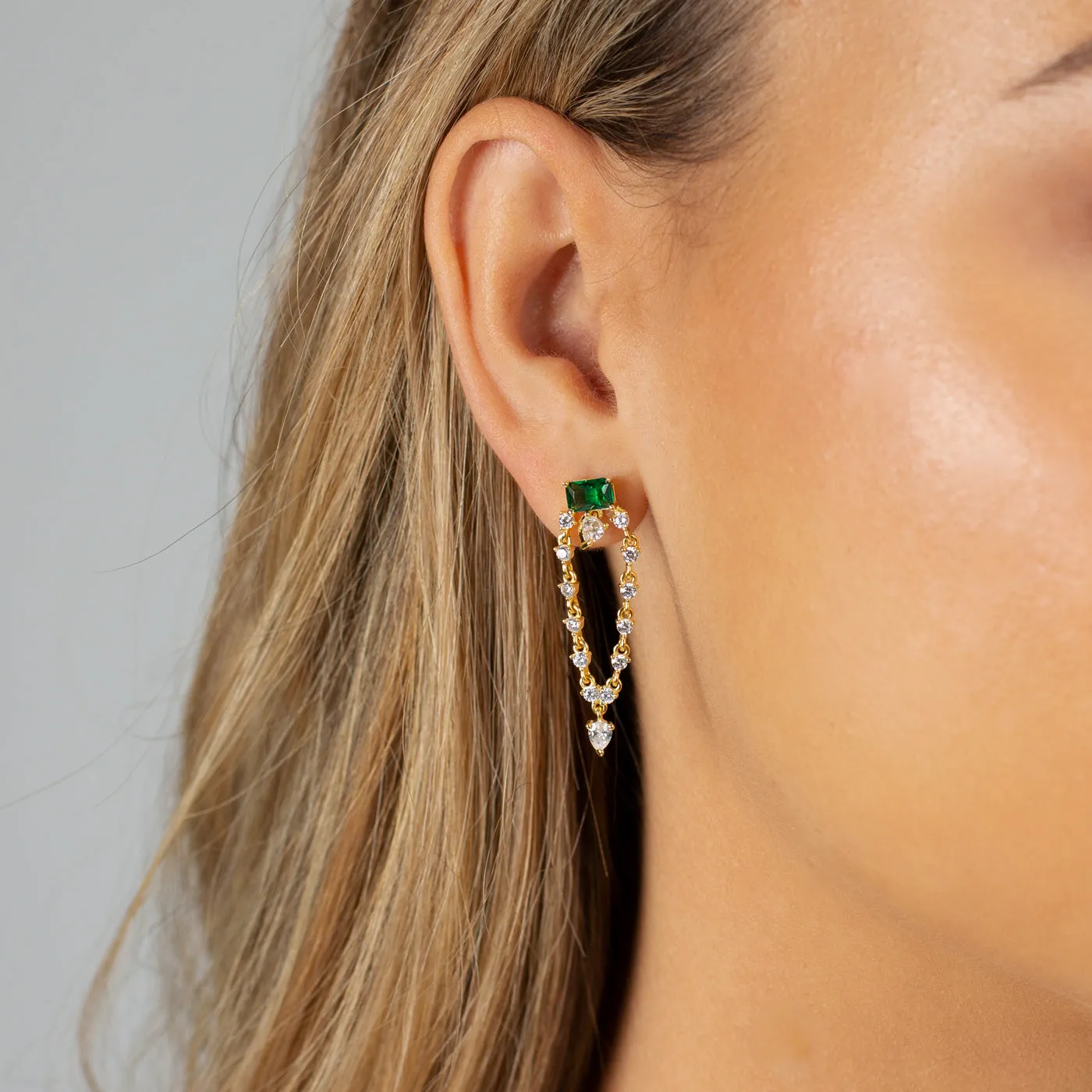 Colored Multi Shape Drop Stud Earring