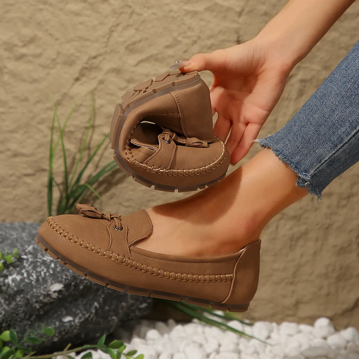 🔥Comfortable soft loafers for women in vintage style with bow