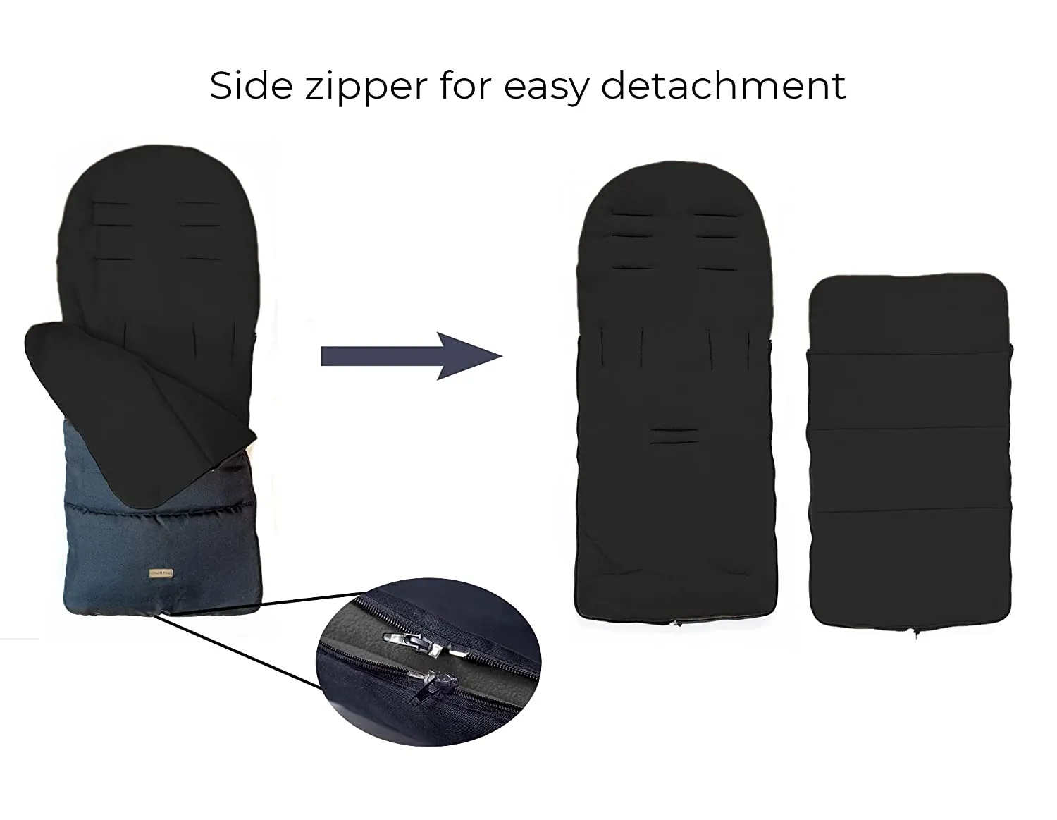 CrocnFrog Baby Stroller Bunting Blanket | Toddler Universal Footmuff Sleeping Bag with Adjustable Side Zips | Black