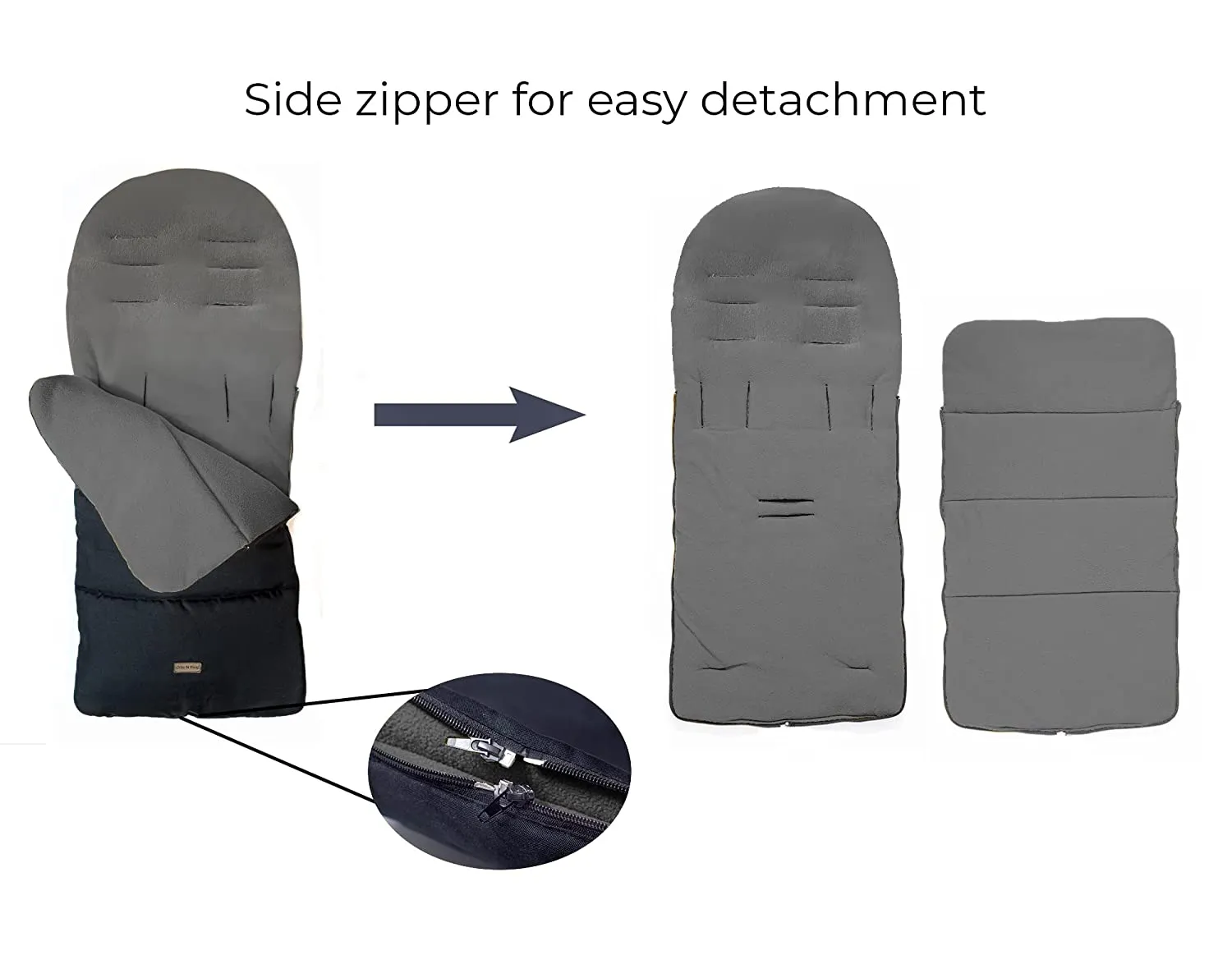 CrocnFrog Baby Stroller Bunting Blanket | Toddler Universal Footmuff Sleeping Bag with Adjustable Side Zips | Dark Grey