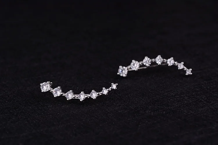 Crystal Star Stud Earrings with 925 Silver Needle