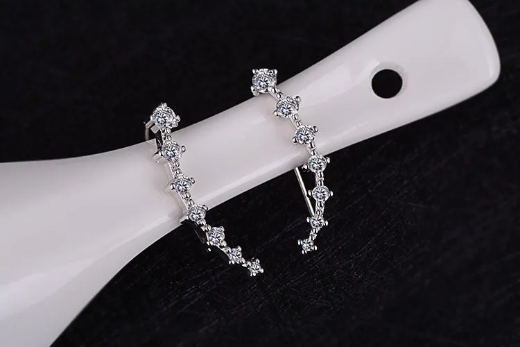 Crystal Star Stud Earrings with 925 Silver Needle