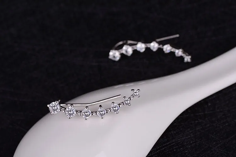 Crystal Star Stud Earrings with 925 Silver Needle